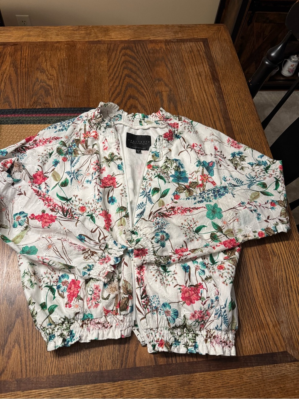 Sanctuary White Floral Tie-Waist Bomber Jacket